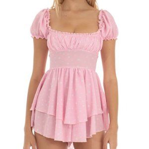 Lucy in the sky || Polka Dot Romper in Pink